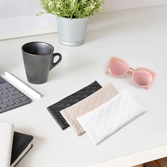 TRIUMPH VISION Eyeglass Case Glasses Case Soft Sunglass Pouch Sleeve 3 Pack | Slim Lightweight Alternative to Bulky Case, Leather Lined Protect Lens, Squeeze Easy to Use, Stylish Portable for Daily Use - Image 4