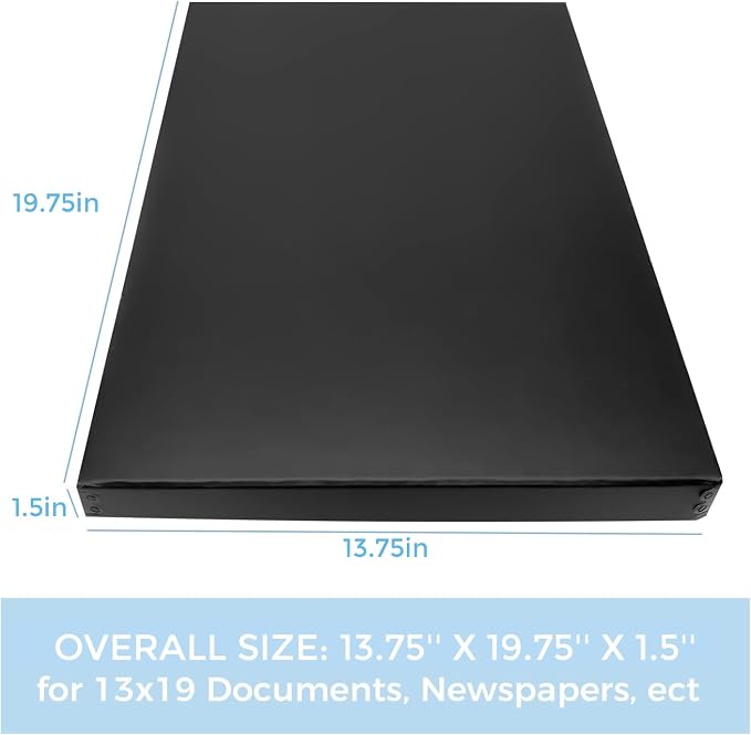Lineco Museum Archival Storage Box, Drop Front, 13.75x19.75x1.5 in, Black | Acid-Free with Metal Edge, Preserves Picture Longevity, Organize Photos, Newspapers, Prints, Documents, Crafts, DIY - Image 2