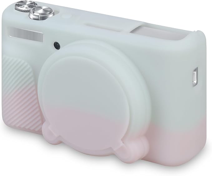 BOVKE Silicone Camera Case for Canon PowerShot SX740 / SX730 Digital Camera, SX740 HS Soft Protective Case Cover Rubber Camera Slim Fit Sleeve with Removable Lens Cover, Jelly Pink Green by BOVKE