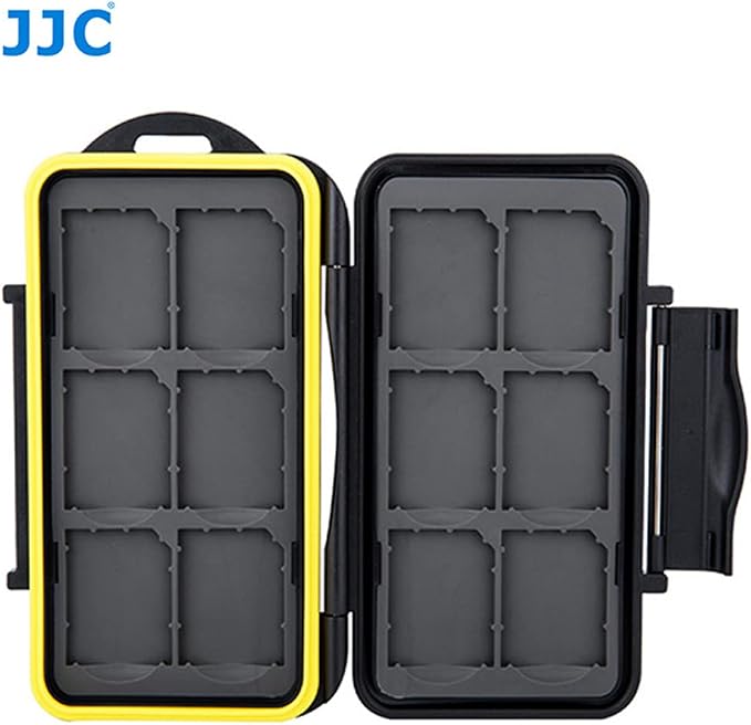 JJC MC-SD12 Water-Resistant Holder Storage Memory Card Case for 12 SD Cards (Black) - Image 2