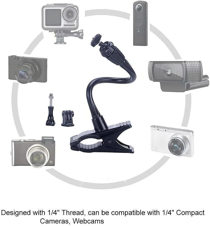 Smatree Flexible Jaws Flex Clamp Mount Gooseneck Extension for OSMO 360 | For Webcam C925e/C922x/C922/C930e/C930/C920x,N60/Hello Cam,Gopro Hero13/12/11/10/9/8/7/6/5/4/2018/Arlo Ultra/Pro 2/Pro 3 - Image 4