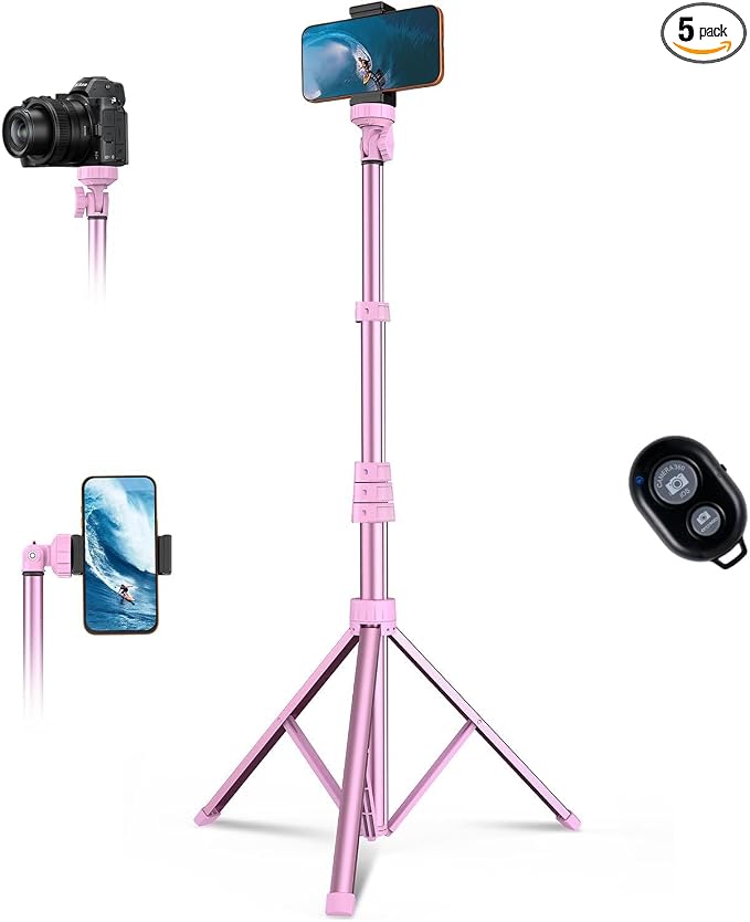 67" Phone Tripod, MIIASI Extendable Tripod for iPhone, Selfie Stick with Remote and Phone Holder, Compatible with iPhone/Android/Camera, Light Stand by MIIASI