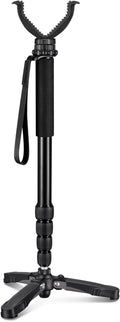 CVLIFE Hunting Monopod Shooting Stick Tripod Gun Rifle Crossbow Rest | Tiltable and Horizontally Rotatable Tri-Stand Tripod Base, 20.5"-66.1" Height Adjustment, Aluminum, for Hunting Shooting by CVLIFE