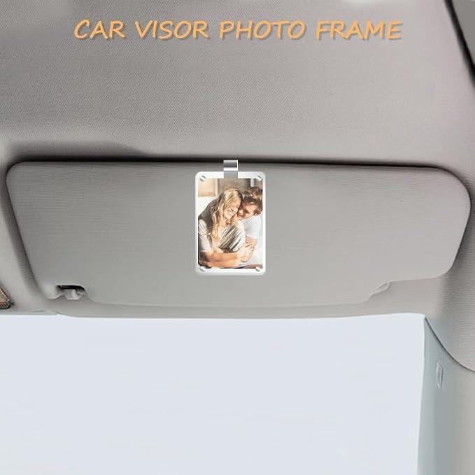 Car Photo Holder for Sun Visor, Acrylic Magnetic Visor Photo Clip for Car, Personalized Sunshade Photo Frame Easy Insert Photo Display Vertical Horizontal Memorial Photos - Image 3