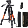 Tripod Camera Tripods, 74" Heavy Duty Tall Camera Stand Tripod with Phone Holder, Compatible with DSLR Cameras,Cell Phones,Projector,Webcam,Spotting Scopes(Orange) by BONFOTO
