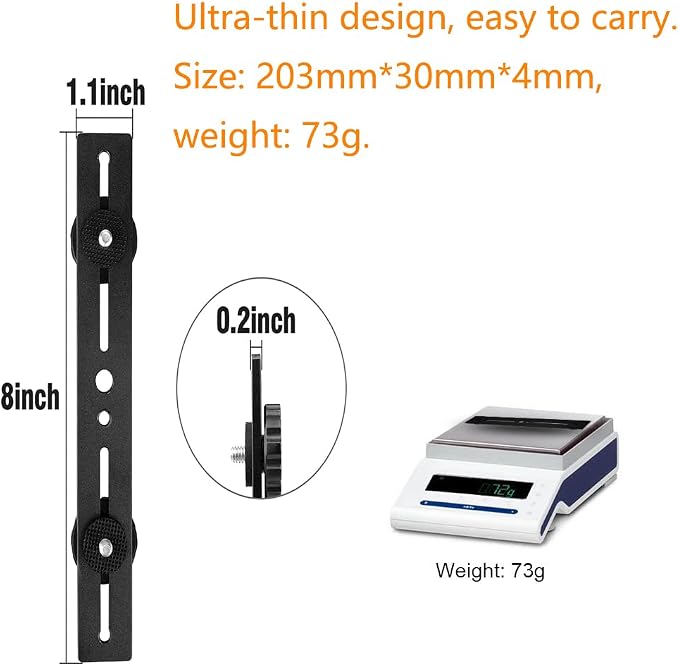 Dual Flash Bracket 8in/20.3cm Camera Mount Tripod Bracket with 1/4 Screw Hot Shoe Flash Light Bracket for LED Light Microphone 3D Stereo Stereoscopic Photography - Image 6