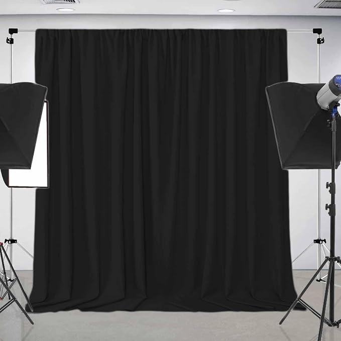 Black Backdrop Background for Photography, 8ft x 10ft Photo Background Curtain Rod Pocket Fabric Drapes Panels for Boys Birthday Holiday Home Halloween Decoration Portrait Photoshoot, Party and Video - Image 4