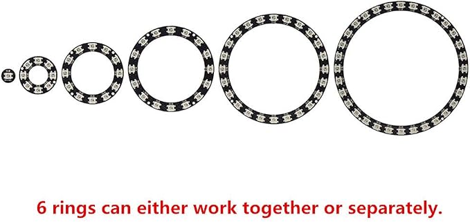 93 LEDs 6 Rings WS2812B 5050 RGB LED Ring Lamp Light Individually Addressable Full Dream Color DC5V with Mini Controller - Image 3