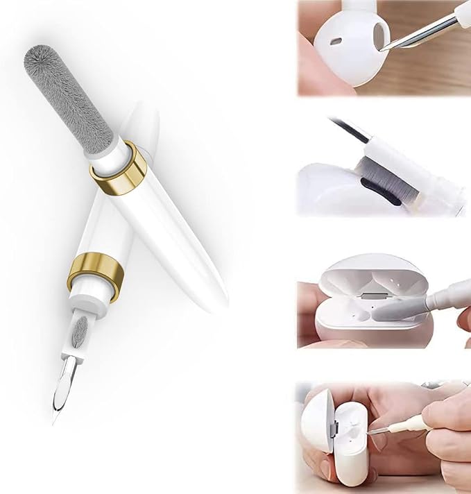 Dual-Brush Earbud Cleaning Pen | 4-in-1 Pro Kit for Precision & Durability, Tool Compatible with Airpods, Galaxy Buds, All Wireless Headsets -Gold - Image 2