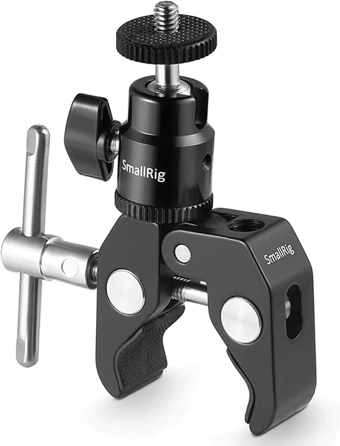 SMALLRIG Super Clamp Mount with Mini Ball Head Mount for Action Cameras | Hot Shoe Adapter with 1/4" screw for Monitors/Lights/Flash, for GoPro, for DJI, for Insta360 by SmallRig