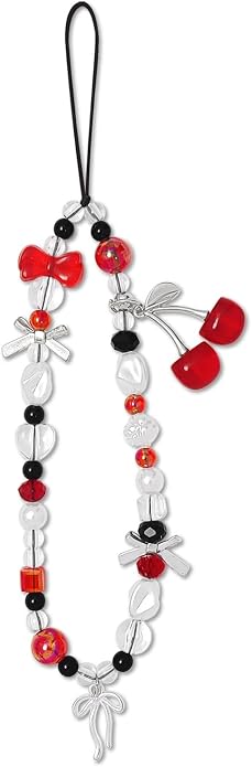cioatu Phone Charms Cute Cherry Butterfly Cell Phone Lanyard Strap Wrist Strap for Bag Airpods Camera Pendants Decor by Unknown