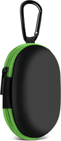 1 Pack Oval Earbud Case Storage Bag with Carabiner, Green | Portable EVA Carrying Case, For Wired/Wireless Headphones, SD Card Storage, Camera Chip by MOLOVACase