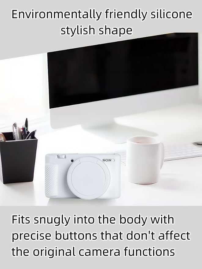 Camera Case for Sony ZV1 Digital Camera.ZV-1 Accessories | Soft Silicone Protective Case Removable Lens Cover,Comes with 2 Screen Protectors and 1 Wrist Strap.(White) - Image 7