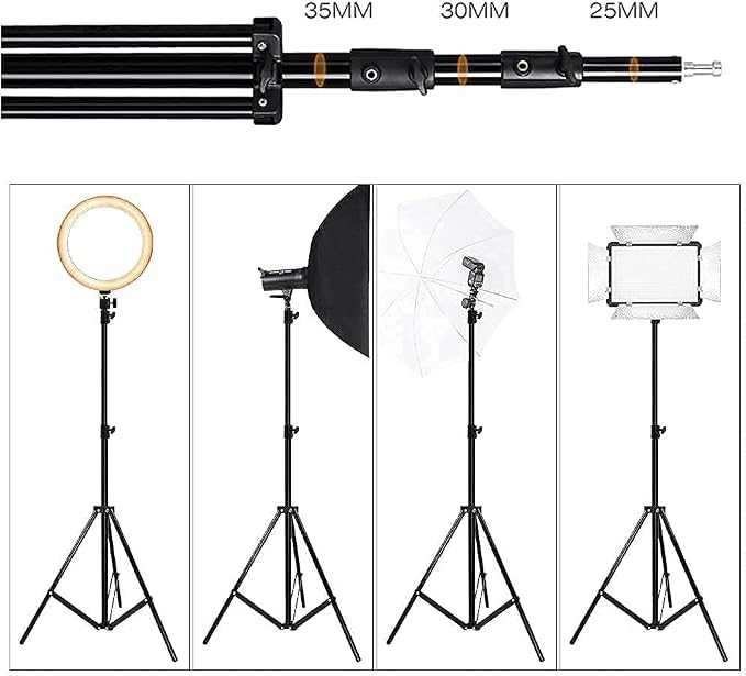 Heavy Duty Light Stand 9.5 Feet/2.8 Meters Adjustable Spring Cushioned Metal Photography Tripod Stand for Photo Studio Speedlight, Ring Light, Photographic Equipments Thickening Flash Stand - Image 5