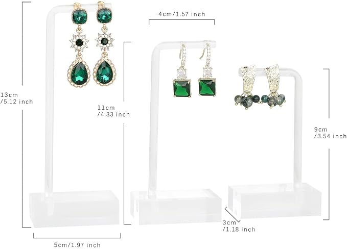3pcs clear earring stand jewelry display for show, acrylic earring holder hanger for women, small earring jewelry display for selling Photo【Acrylic Earring L Stand-3pcs 】 - Image 4