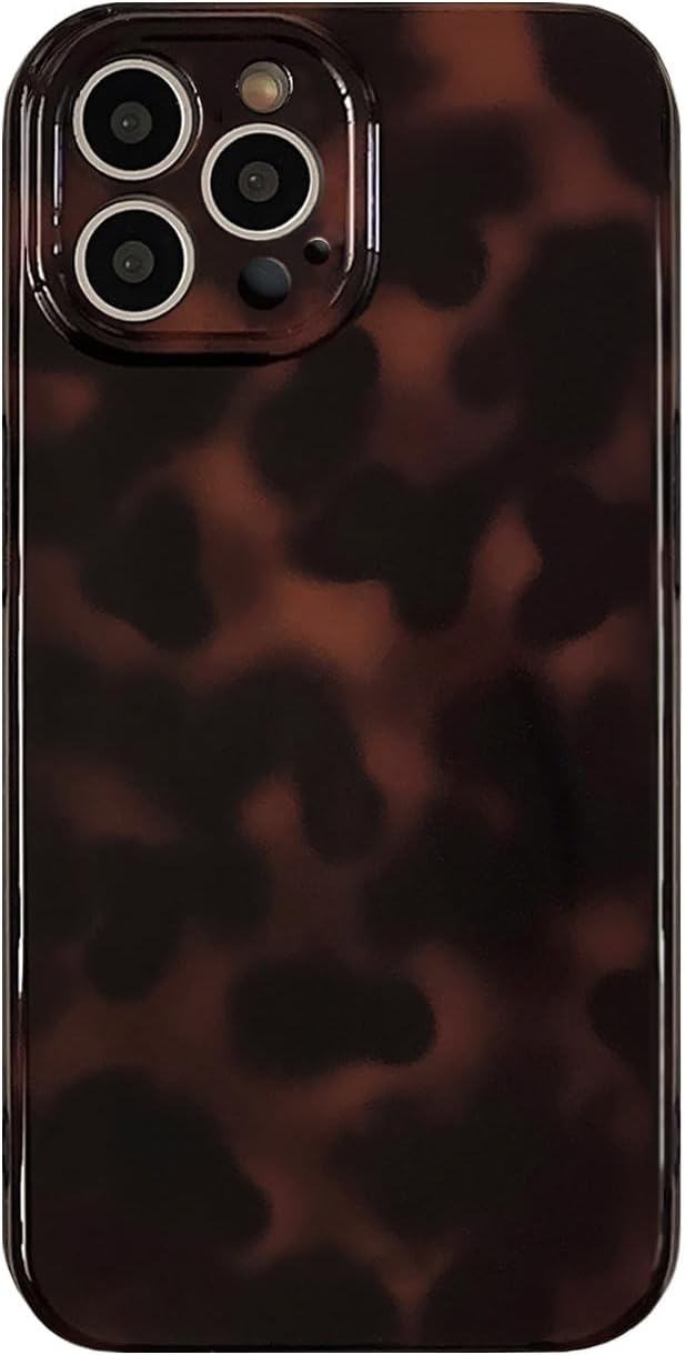 Aesthetic Tortoise Shell Phone Case for iPhone 13 Pro Max Brown | Retro Cool Girl Leopard Print, Brown Amber Cheetah Cute Chic Trendy Full Camera Protective Cover for Women by Reezaddin
