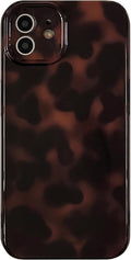Aesthetic Tortoise Shell Phone Case for iPhone 12 6.1in,Retro Cool Girl Leopard Print Brown Amber Trendy Full Camera Protective Cover for iPhone 12 6.1" by Reezaddin