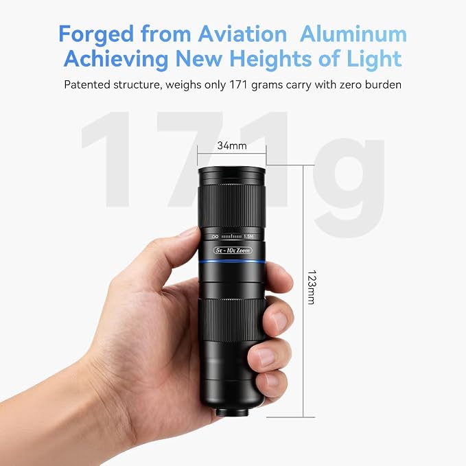 APEXEL Telephoto 5-10X Zoom Lens for iPhone & Android, Optical Magnification, Universal Clip-On Phone Camera Lens, Aviation Aluminum Body for Travel, Sports & Concert Photography - Image 9