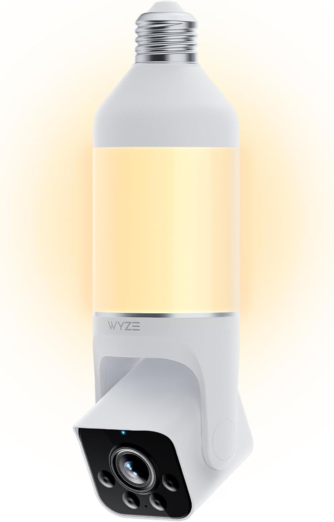 WYZE Bulb Cam - 2K HD Smart Light Bulb Security Camera with Color Night Vision, 800-Lumen Dimmable LED, 160° Wide View, Motion Detection & Siren, E26 Socket, Alexa/Google/IFTTT | Color Night Vision, 800-Lumen Dimmable LED, 160° Wide View, Motion Detect... by WYZE