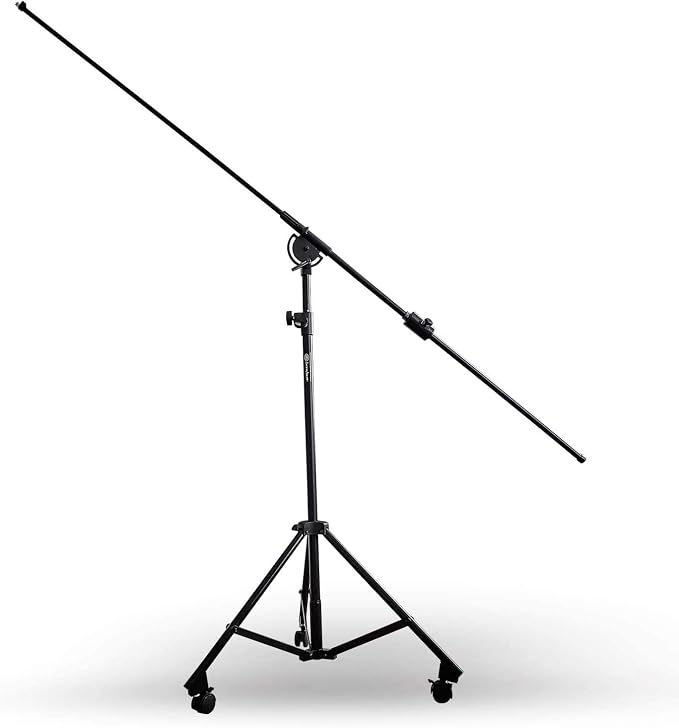 AxcessAbles Heavy Duty Microphone Boom Stand with Weighted Tripod Base | 80-inch Height Overhead Mic Stand | 96 Inch Boom Arm Stand | Shotgun Video Mic Stand | All Metal, No Plastic Parts by AxcessAbles