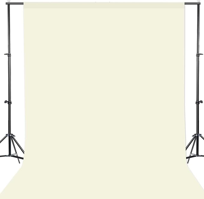 GFCC 10FTx10FT Ivory Backdrop Background for Photography Photoshoot | Non-Reflective, Polyester Curtain, Easy Hang, Multipurpose Screen for Studio Photo Booth, Video Recording, Portrait, Party by GFCC