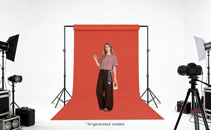 YSKE-Seamless Bright Orange Paper Backdrop Roll for Photography, Photo Background,Roll of Paper with Backdrop Cover for Background Stand,Thick Anti-Wrinkle Matte(106.9''x36' Bright/Rust Orange) - Image 5