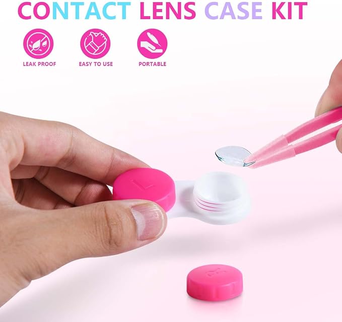 KISEER 12 Pack Colorful Contact Lens Case Box Holder Container Soak Storage Kit - Image 4