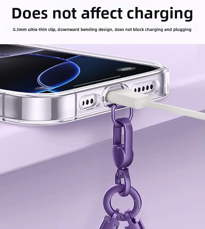 Phone Wrist Strap Lanyard Hand Wristlet with 360° Rotating Clip Stainless Steel Tether Buckle Finger Grip Strong Durable Anti-Tangle Universal for iPhone Camera Keychain Travel Dark Purple - Image 9