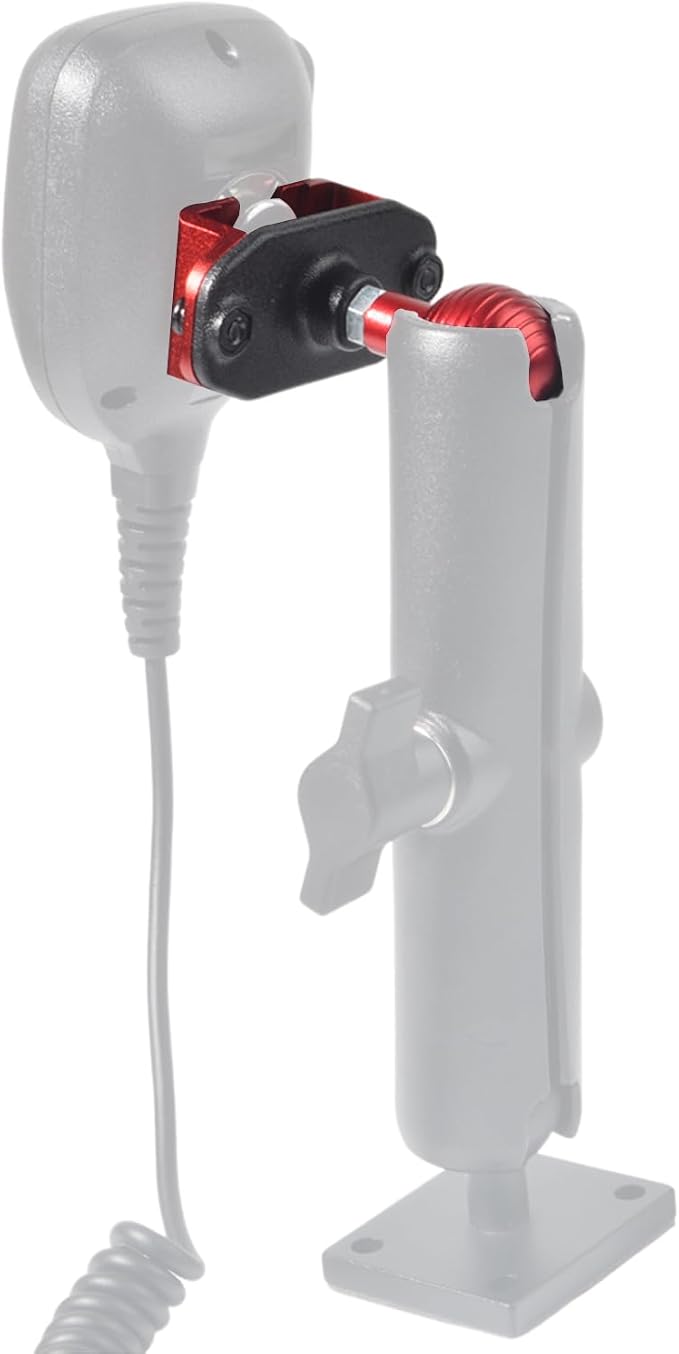 Universal Radio/CB Microphone Bracket, Aluminum 25mm 1" Ball Adapter Compatible with RAM Mounts B Size Double Socket Arm (Red) - Image 5