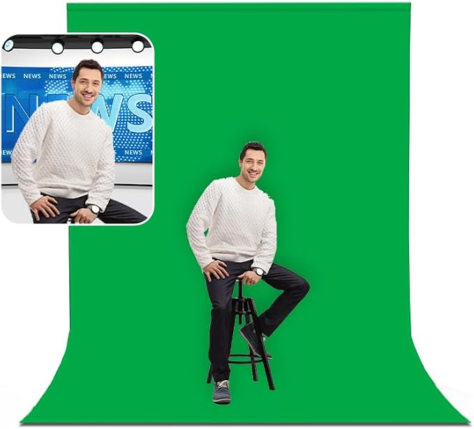 BEIYANG 8 Ft x 10 Ft Photography Backdrop Green Screen, Green Background Fabric Wrinkle Resistance, Greenscreen Photo Background for Chromakey Photo Studio Video Shooting by BEIYANG