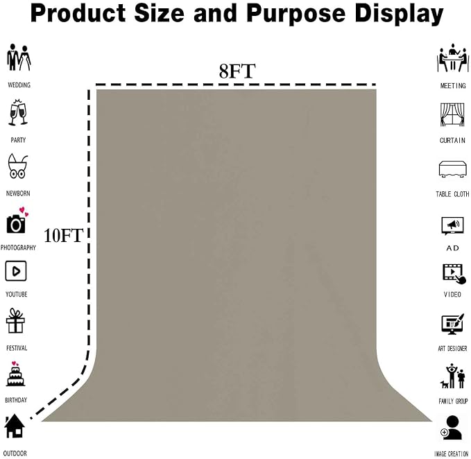 Grey Photography Backdrop for Photoshoot, Fabric 8x10ft | Polyester Studio Photo Backgrounds, Non Reflective, Easy to Hang, for Portrait Shoot, Product, Party Decor, Video Creation - Image 3