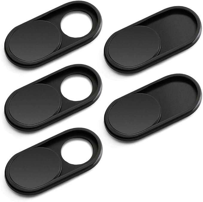 CloudValley Webcam Cover Slide, [5 Pack] 0.6mm-Thin Metal Web Camera Cover Sticker for MacBook Pro, MacBook Air, Laptop, iMac, PC, Surfcase, iPhone 8/7/6 Plus, Privacy Cover, Black-5 pcs | for MacBook Pro, MacBook Air, Laptop, iMac, PC, Surfcase, iPhon... by CloudValley