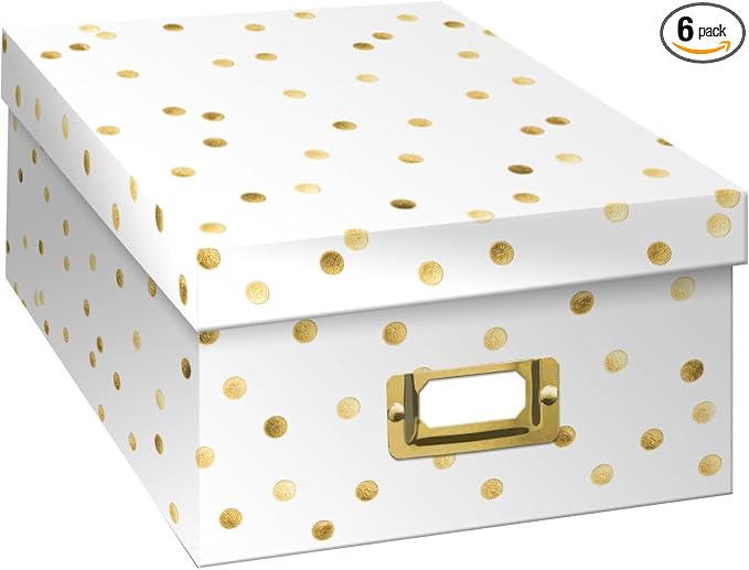 Pioneer Photo Albums B-1G Golden Dots Photo Box, Gold (Pack of 6) by PioneerPhotoAlbums