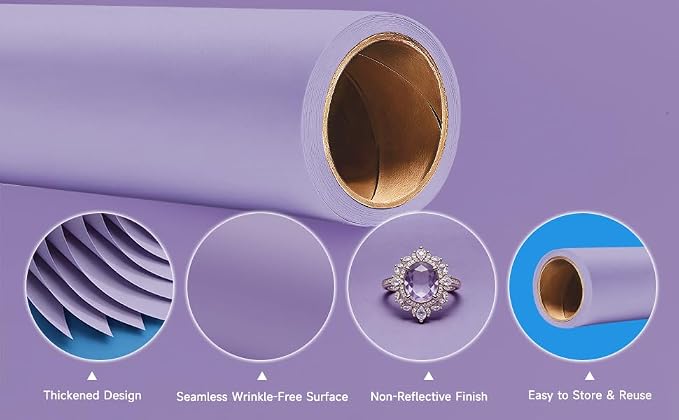 YSKE-Seamless Purple Paper Backdrop Roll for Photography,Photo Background,and Photoshoot Cover–Roll of Paper with Backdrop Cover for Background Stand,Thick Anti-Wrinkle Matte(106.9''x36' Purple) - Image 4