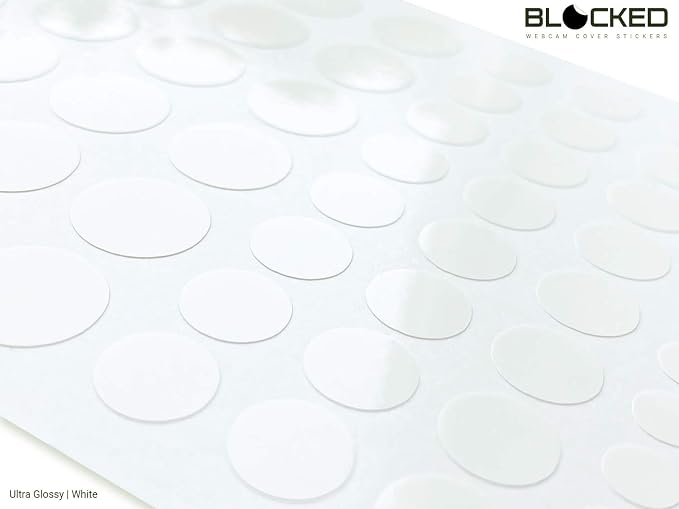 BLOCKED Original Vinyl Webcam Cover Stickers | Restickable & Stackable Privacy Covers | for All Camera-endable Devices | 3-Sizes | 57 White (Ultra Glossy) - Image 3