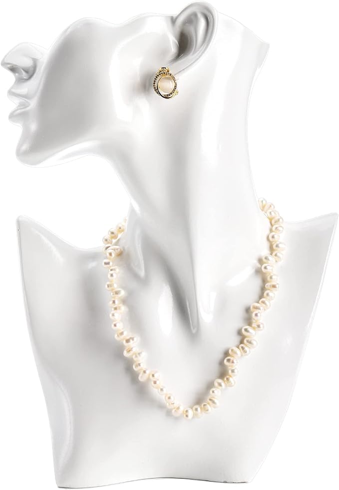 SOUJOY Jewelry Mannequin Display, Resin Display Stand Bust, Boutique Earring Holder Organizer for Show Jewelry, Necklace, Earrings, Rings, White by SOUJOY