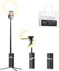 Portable Ring Light with Stand, 4000mAh Battery Operated Cordless 10" Foldable Travel Ring Light, 79" Tripod Stand for Video Conference/Selfie/Live Stream/Makeup by yAyusiPortableSelfieStand