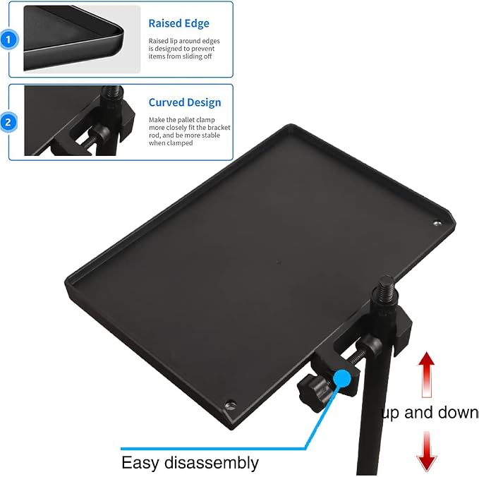 Microphone Stand Tray Mount Clamp on Rod Holders, Microphone Stand Desk with 9.44" X 6.88" for Stage, Music Sheet, Live Streaming, Recording (Stand NOT Included) Wholesale Items for Boutique - Image 7