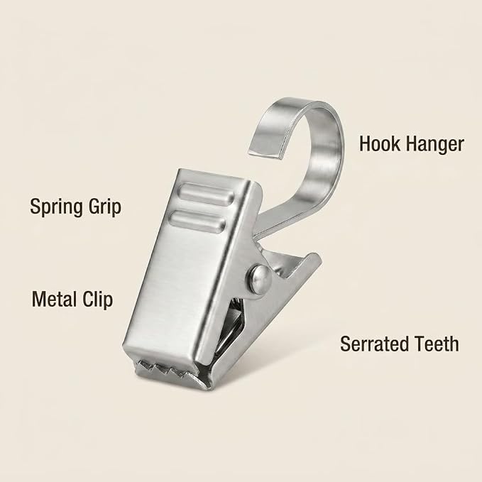 BIHRTC Pack of 50 Curtain Clips Stainless Steel with Hooks Lights Hanger | Thickening Small Metal Wire Holder for Shower Home Decoration Photos Picture Arts Crafts Display Outdoor Activities Supplies - Image 3