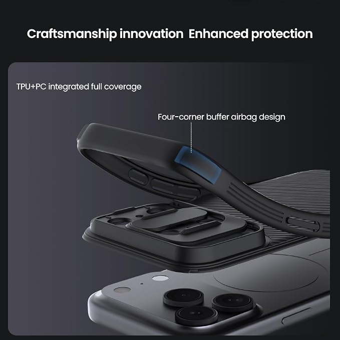 Mangix for iPhone 17 Pro Case with Camera Cover,Slim Fit Thin Polycarbonate Protective Shockproof Cover with Slide Camera Cover, Upgraded Case for Phone 17 Pro 6.3inch 2025 Black - Image 4