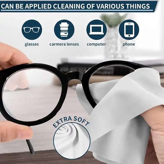 Premium Microfiber Cleaning Cloth in Individual PVC Pouches - Glasses Cleaning Cloth for Eyeglasses, Screens, Phones, Computer, Camera Lens, and Delicate Surfaces (6 x 1Pack) - Image 3