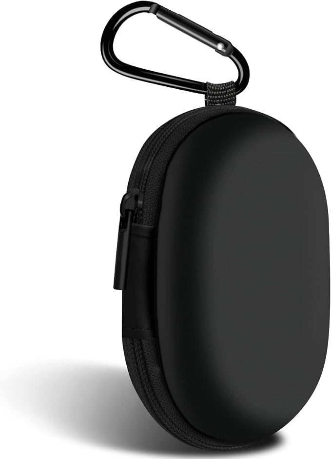 Oval Earbud Case Portable EVA Carrying Case Storage Bag Cell Phone Accessories Organizer with Carabiner for Earphone, Earbud, Earpieces, SD Memory Card, Camera Chips, Black1 by Woyinger