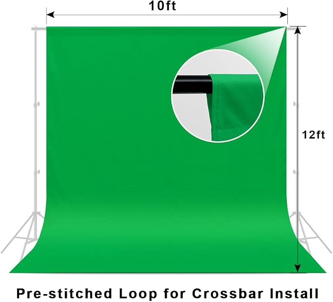 10X12ft Green Screen Backdrop for Photography, LCUIRC Chromakey Polyester Collapsible Greenscreen Background for Streaming, Photography, Zoom Meeting, Video Editing, Podcasting - Image 3