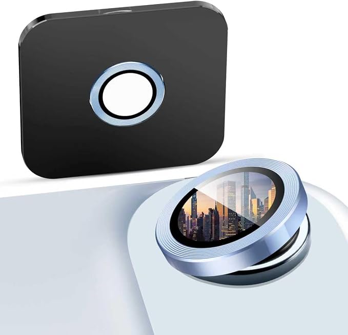 Suoman 2-Pack for iPhone 17 Air Camera Lens Protector, [CD Lines] [Strong-Adhesion] Metal Texture Style Tempered Glass Camera Lens Cover [with Auto Alignment Tool Kit] -Light Blue by Suoman