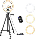 Sensyne 12'' Ring Light with 50'' Extendable Tripod Stand, LED Circle Lights with Phone Holder for Live Stream/Makeup/YouTube Video/TikTok, Compatible with All Phones by sensyne