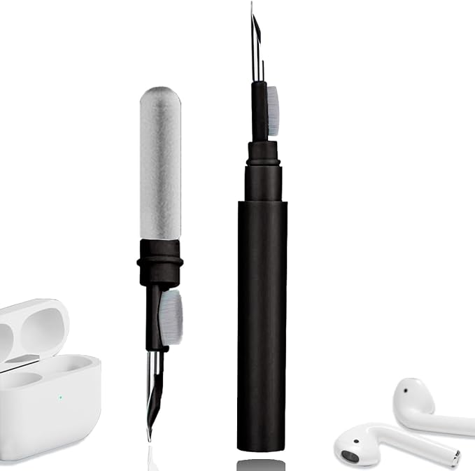 Cleaner Kit for Earbuds, Cleaning kit for Airpods Pro 1 2 3, Multi-Function Cleaning Tool with Brush Flocking Sponge for Wireless Earphones Bluetooth Headphones Case Camera and Phone(Black) by Yesimla