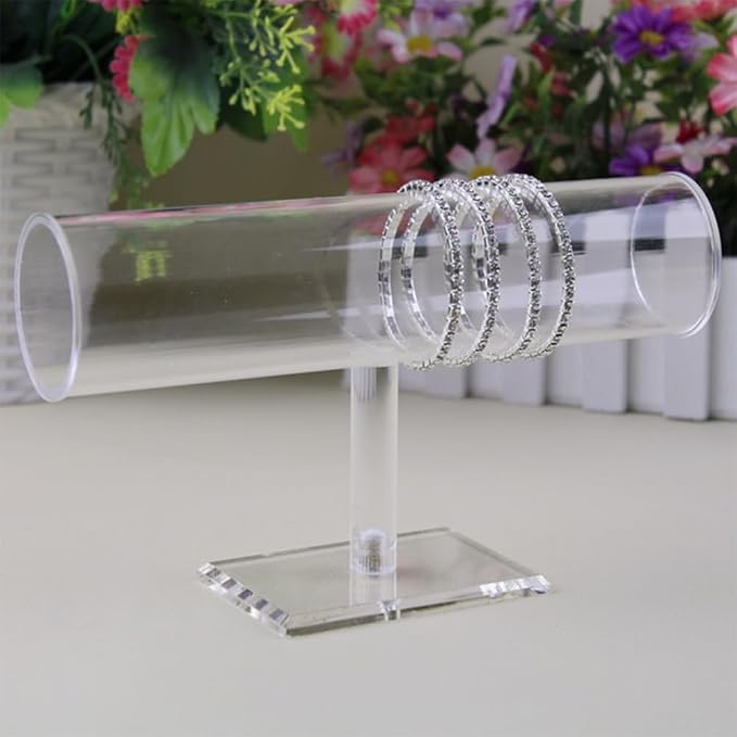 TENINYU Hovering T-Bar Bracelet Necklace Earring Bangle Pendants Anklet Tower Watch Key Jewelry Display Stand for Home Organization (Clear) - Image 8