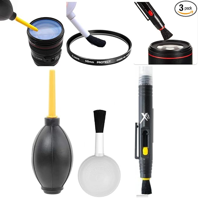 Camera Cleaning Kit with Camera Cleaning Pen Brush, Air Blaster Blower and Lens Brush Blower Brush Dust Cleaner for Lens, Camera, SLR, Telescope, Magnifying Glass, Phone by Acuvar