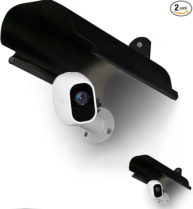 2 Pack Universal Sun Rain Shade Camera Cover Shield,Protective Roof for Outdoor Dome, Bullet Cameras,for Blink,Eufy,Arlo,WyzeCam,Nest,Ring,SimpliSafe,Kasa,Aluminum Alloy Material-Black by UOGW