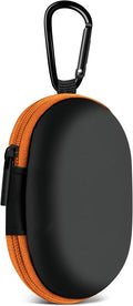1 Pack Oval Earbud Case Storage Bag with Carabiner, Orange | Portable EVA Carrying Case, For Wired/Wireless Headphones, SD Card Storage, Camera Chip by MOLOVACase